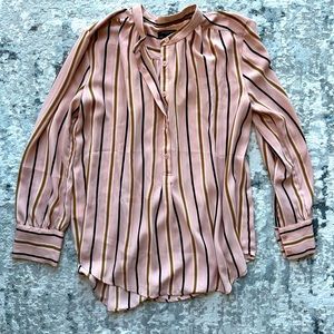 Pink, black & brown striped Ann Taylor shirt. Size XSP.